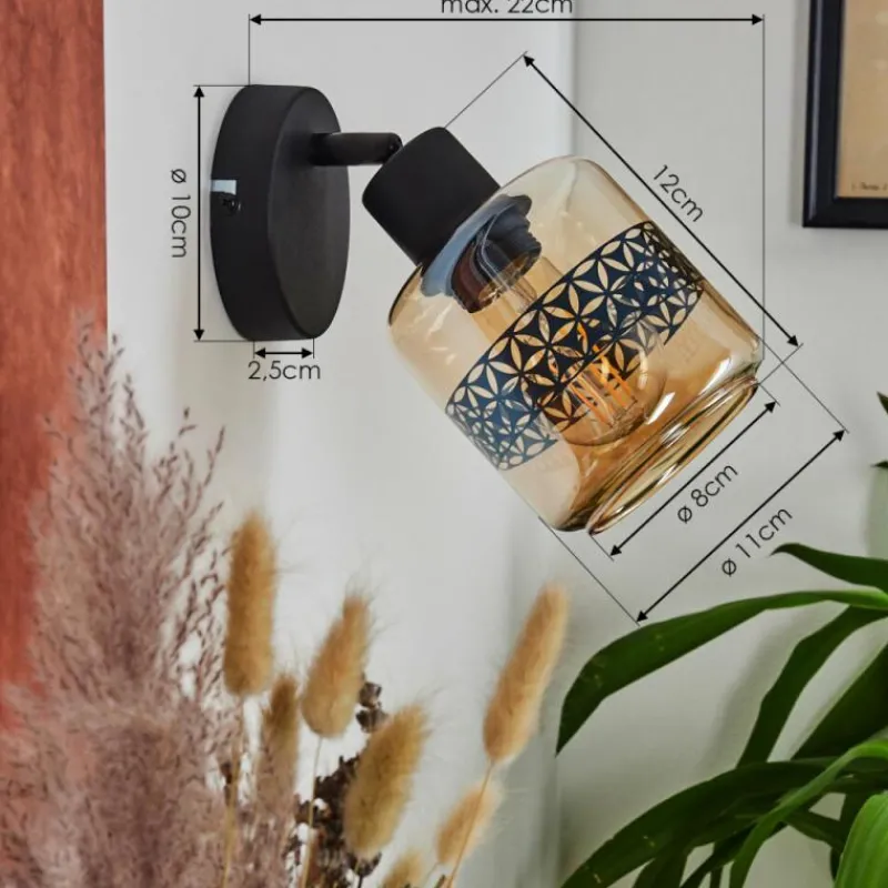 hofstein Applique murale Wigan Noir, 1 lumière