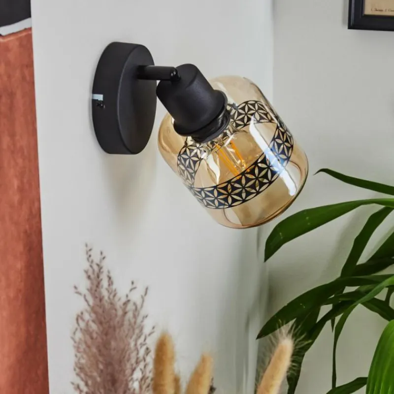 hofstein Applique murale Wigan Noir, 1 lumière