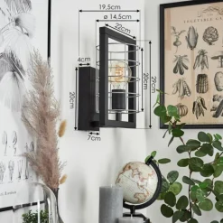 Lampes Industrielles-hofstein Applique murale Wynyard Noir, 1 lumière