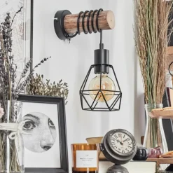 hofstein Applique murale Yaak Écru, Noir, 1 lumière