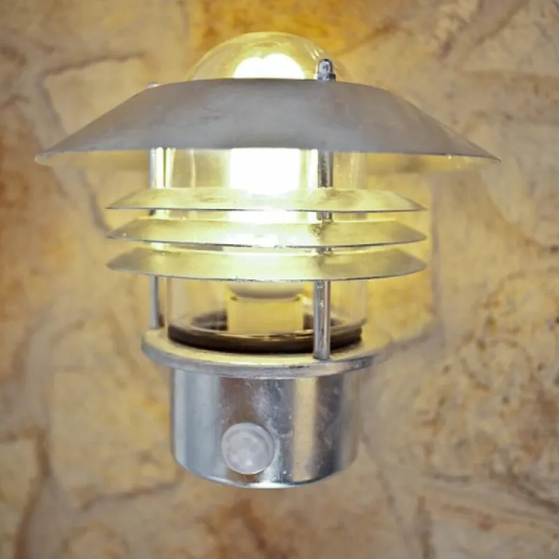 Luminaires Nordlux Applique Nordlux Vejers Acier inoxydable, Transparent, Zingué, 1 lumière, Détecteur de mouvement