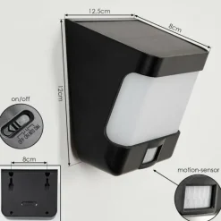 hofstein applique solaire Colchagua LED Noir, Blanc, 1 lumière, Détecteur de mouvement