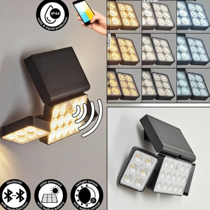 hofstein applique solaire Estampes LED Anthracite, 1 lumière, Détecteur de mouvement