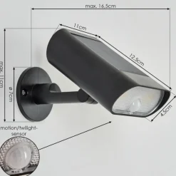 hofstein applique solaire Usmagama LED Noir, 1 lumière, Détecteur de mouvement