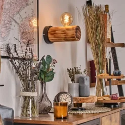 Luminaires Scandinaves-hofstein Argea Applique murale, Spot mural Brun foncé, Écru, Noir, 1 lumière