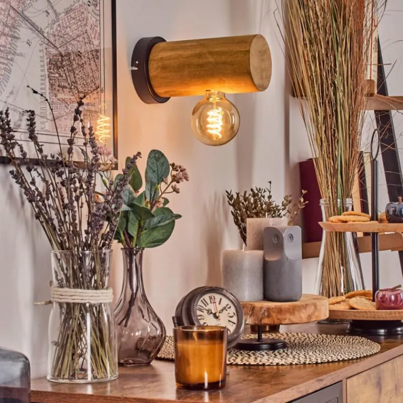 Lampes Industrielles-hofstein Argea Applique murale, Spot mural Brun, Écru, Noir, 1 lumière