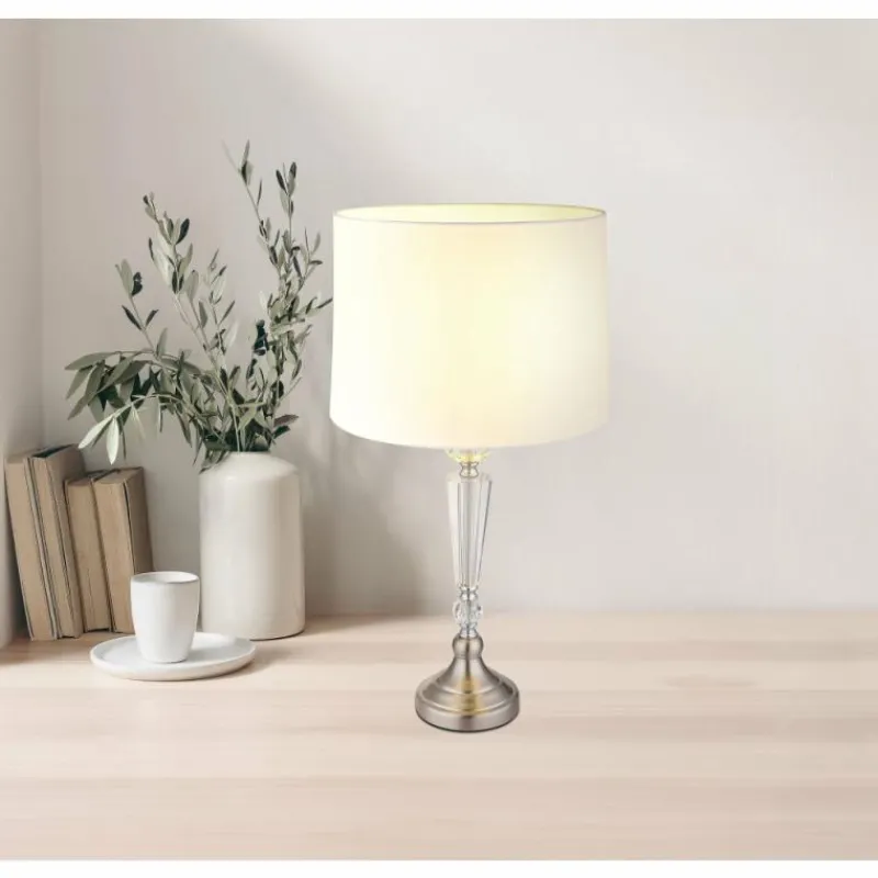 Lampes En Tissu-Luminaires Globo Lighting Arro Lampe à poser Nickel mat, 1 lumière