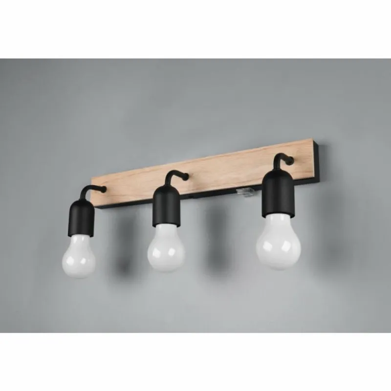 Lampes En Bois-Luminaires Trio Arturo Applique murale Bois clair, 3 lumières