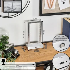 hofstein Arufe Lampe à poser LED Argenté, 1 lumière