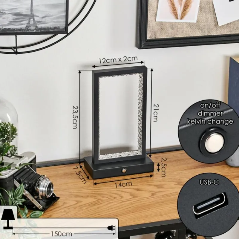 hofstein Arufe Lampe à poser LED Noir, 1 lumière