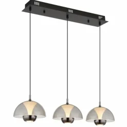 Suspension Verre Fumé-Luminaires Globo Lighting Arus Suspension LED Noir, 1 lumière