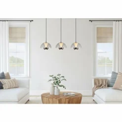 Suspension Verre Fumé-Luminaires Globo Lighting Arus Suspension LED Noir, 1 lumière