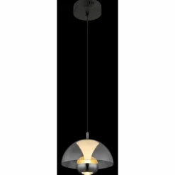 Suspension Verre Fumé-Luminaires Globo Lighting Arus Suspension LED Noir, 1 lumière