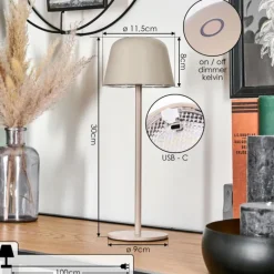 hofstein Asen Lampe de table d'extérieur, Lampe à poser LED Beige, 1 lumière