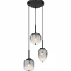 Suspension Verre Fumé-Luminaires Globo Lighting ATTILA Suspension Noir, 3 lumières