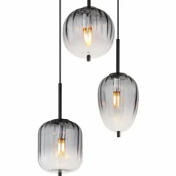 Suspension Verre Fumé-Luminaires Globo Lighting ATTILA Suspension Noir, 3 lumières
