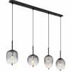 Suspension Verre Fumé-Luminaires Globo Lighting ATTILA Suspension Noir, 4 lumières