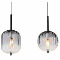 Suspension Verre Fumé-Luminaires Globo Lighting ATTILA Suspension Noir, 4 lumières