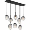 Suspension Verre Fumé-Luminaires Globo Lighting ATTILA Suspension Noir, 8 lumières