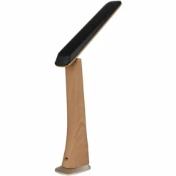 Lampes En Bois-Luminaires Globo Lighting Averie Lampe à poser LED Bois foncé, Écru, Noir, 1 lumière