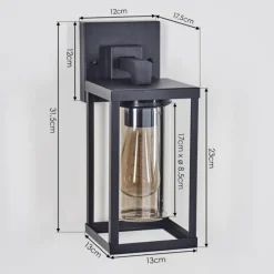 Suspension Verre Fumé-hofstein Avete Lampe murale d´extérieur Noir, 1 lumière