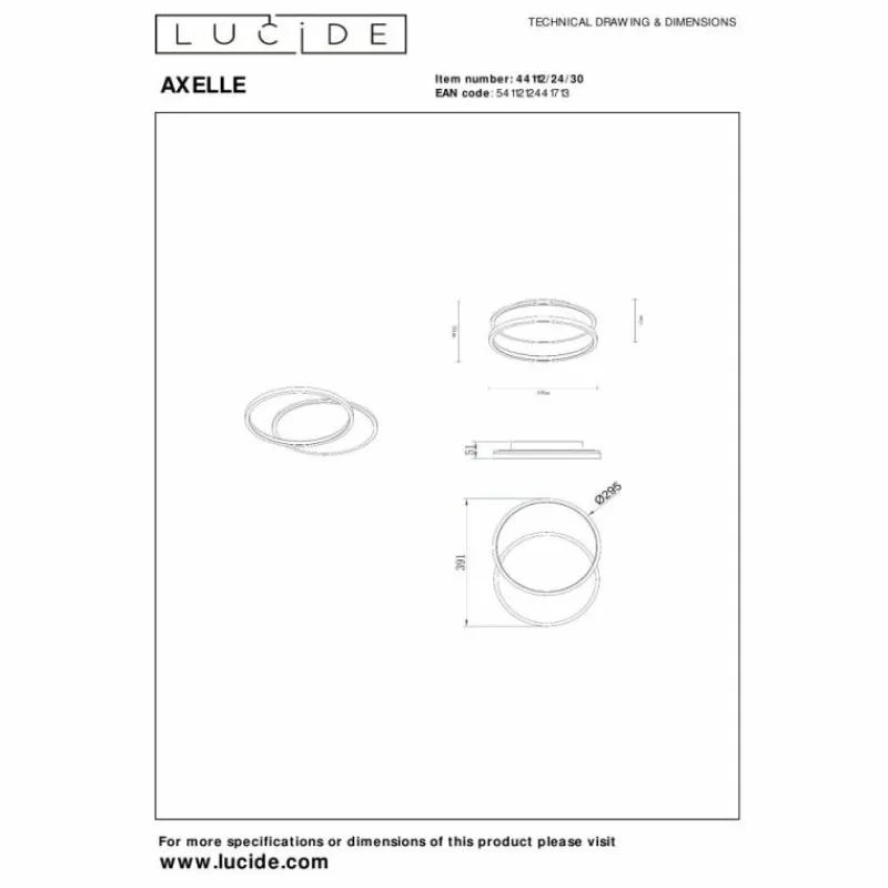 Luminaires Lucide AXELLE Plafonnier LED Noir, 1 lumière* Éclairage Led