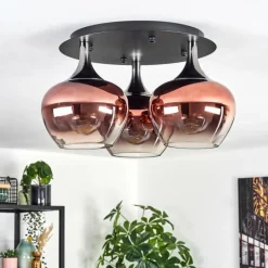 hofstein Azurara Plafonnier Chrome, Noir, 3 lumières