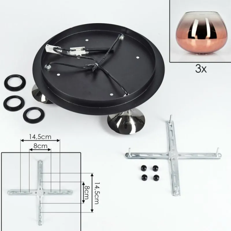 hofstein Azurara Plafonnier Chrome, Noir, 3 lumières