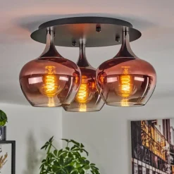 hofstein Azurara Plafonnier Chrome, Noir, 3 lumières