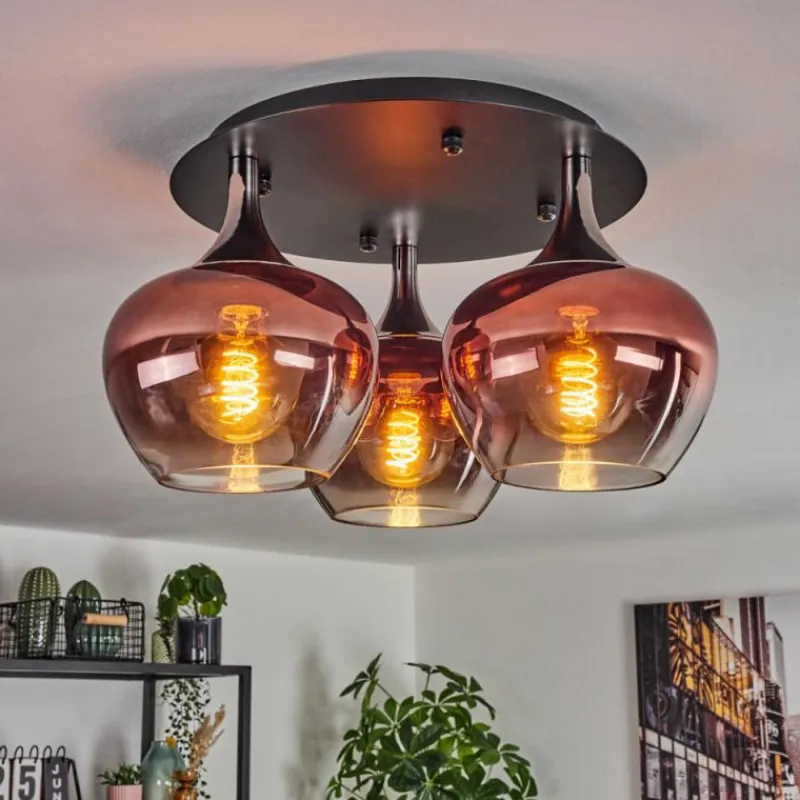 hofstein Azurara Plafonnier Chrome, Noir, 3 lumières