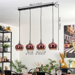 hofstein Azurara Suspension, Boule lumineuse, Suspension Noir, 4 lumières