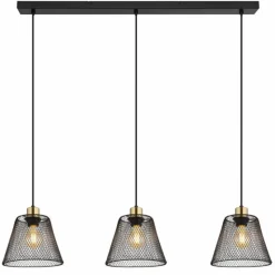 Lampes Dorées-Luminaires Globo Lighting Baku Suspension Noir, 3 lumières