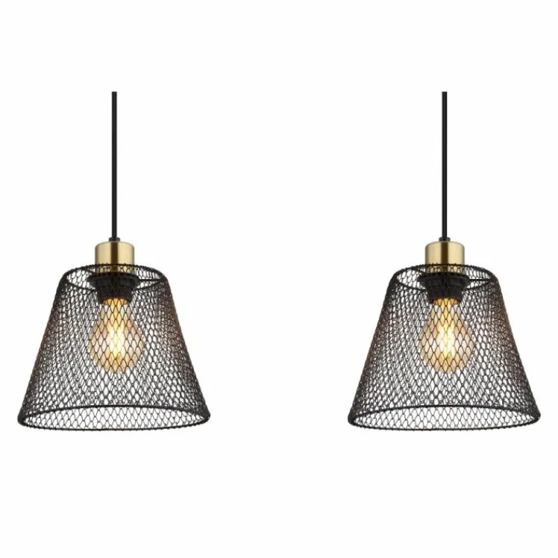 Lampes Dorées-Luminaires Globo Lighting Baku Suspension Noir, 3 lumières