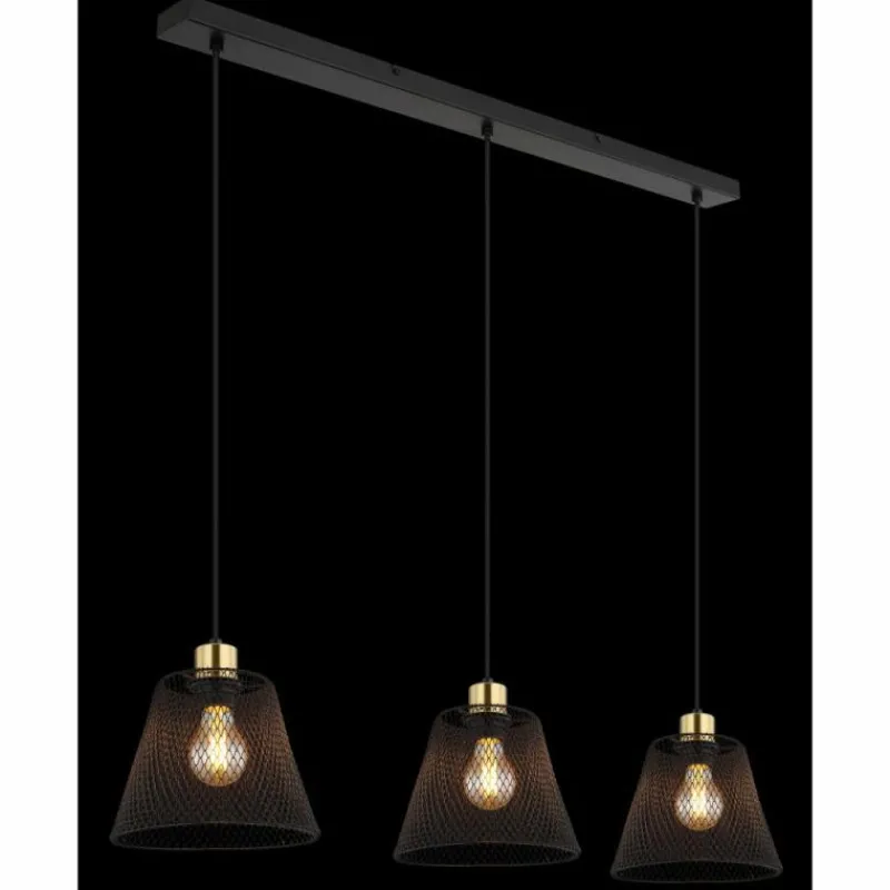 Lampes Dorées-Luminaires Globo Lighting Baku Suspension Noir, 3 lumières