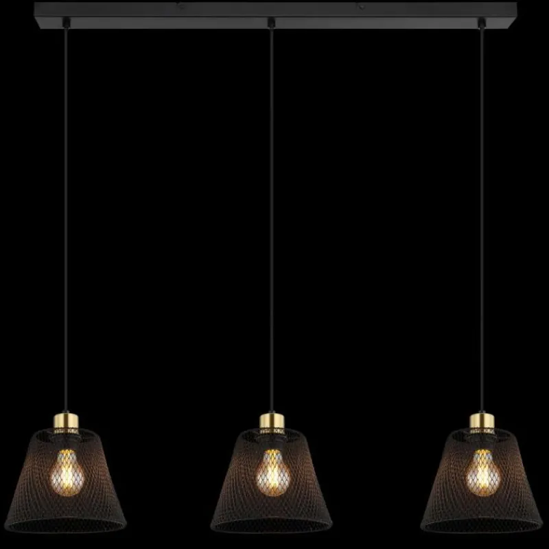 Lampes Dorées-Luminaires Globo Lighting Baku Suspension Noir, 3 lumières