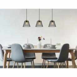 Lampes Dorées-Luminaires Globo Lighting Baku Suspension Noir, 3 lumières