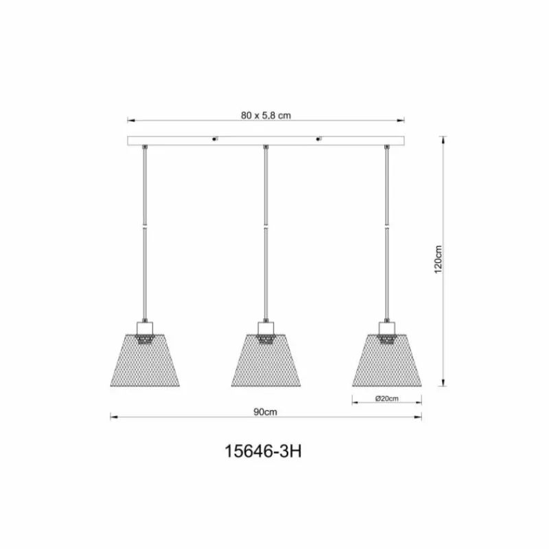 Lampes Dorées-Luminaires Globo Lighting Baku Suspension Noir, 3 lumières