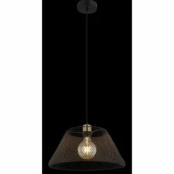 Lampes Dorées-Luminaires Globo Lighting Baku Suspension Noir, 1 lumière