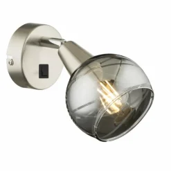 Suspension Verre Fumé-Luminaires Globo Lighting Ball Plafonnier Nickel mat, 1 lumière