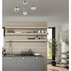 Suspension Verre Fumé-Luminaires Globo Lighting Ball Plafonnier Nickel mat, 3 lumières