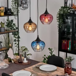 hofstein Ballebro Suspension, Suspension Noir, 3 lumières