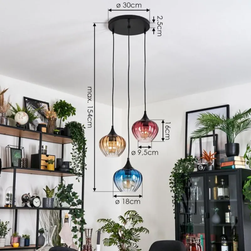 hofstein Ballebro Suspension, Suspension Noir, 3 lumières