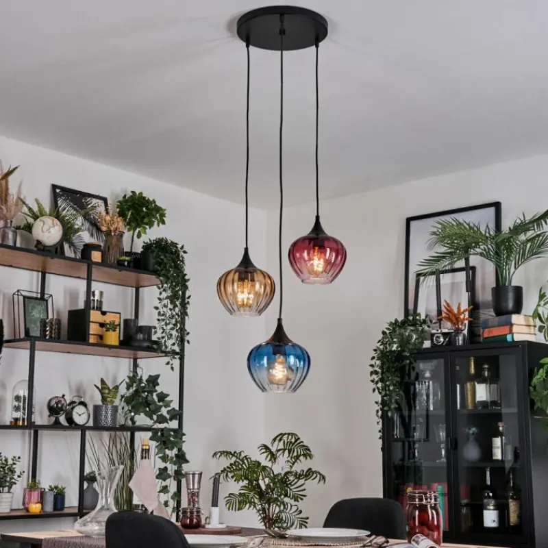 hofstein Ballebro Suspension, Suspension Noir, 3 lumières