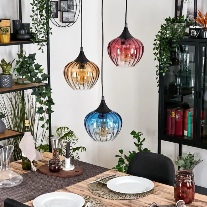 hofstein Ballebro Suspension, Suspension Noir, 3 lumières