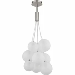 Luminaires Globo Lighting Ballgi Suspension Nickel mat, 9 lumières
