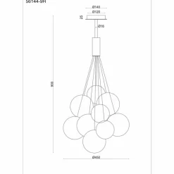 Luminaires Globo Lighting Ballgi Suspension Noir, 9 lumières