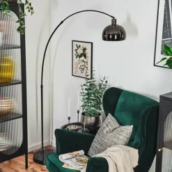 hofstein Baloca Lampadaire Chrome, Noir, 1 lumière