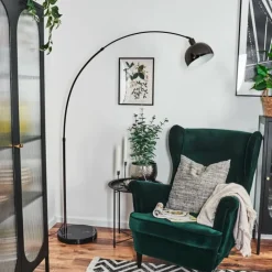 hofstein Baloca Lampadaire Chrome, Noir, 1 lumière