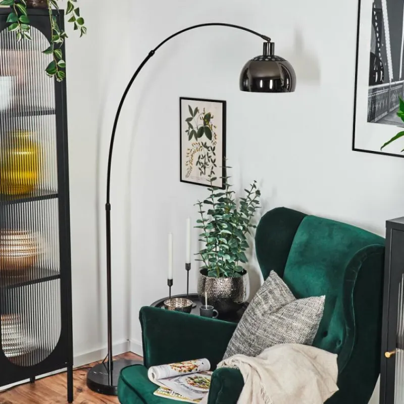 hofstein Baloca Lampadaire Chrome, Noir, 1 lumière