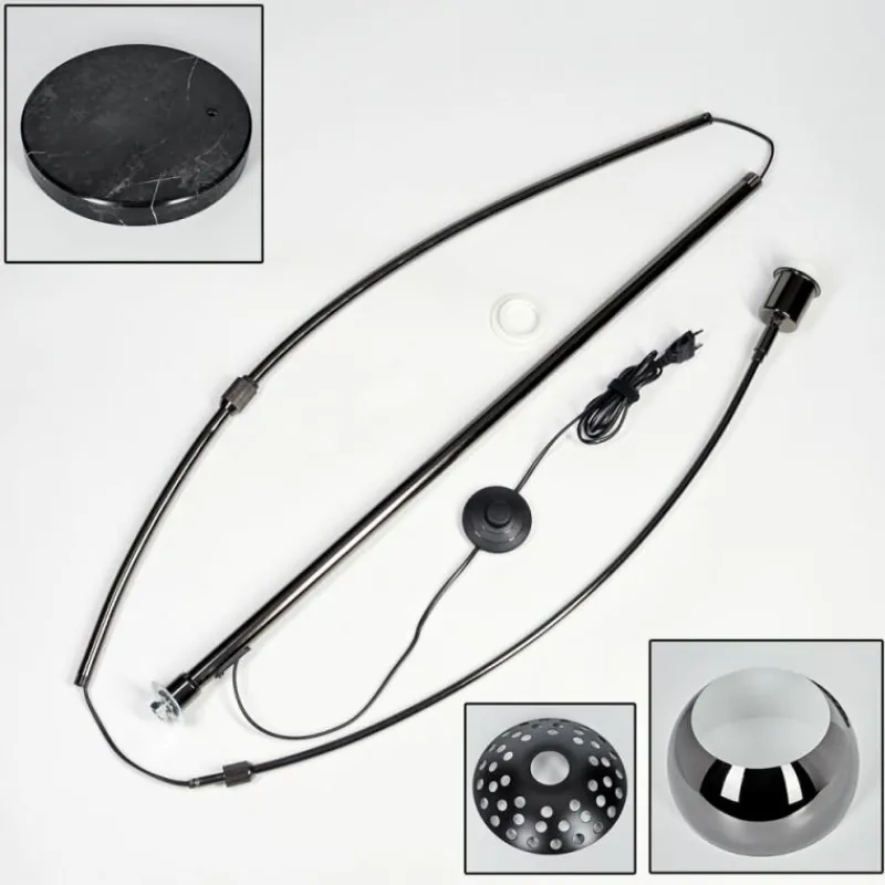 hofstein Baloca Lampadaire Chrome, Noir, 1 lumière